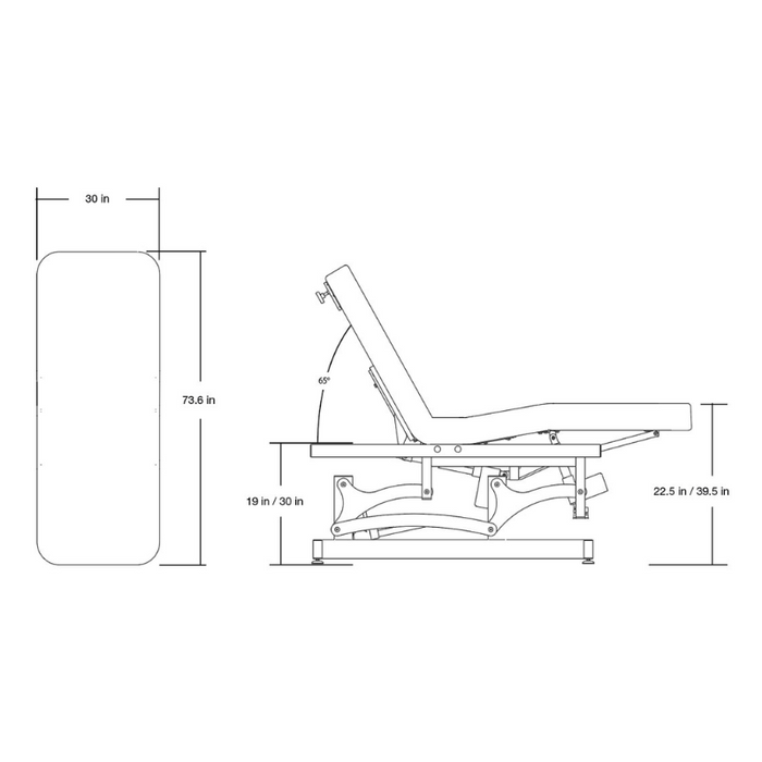 Silhouet-Tone Spa One Electric Treatment Table Measurements