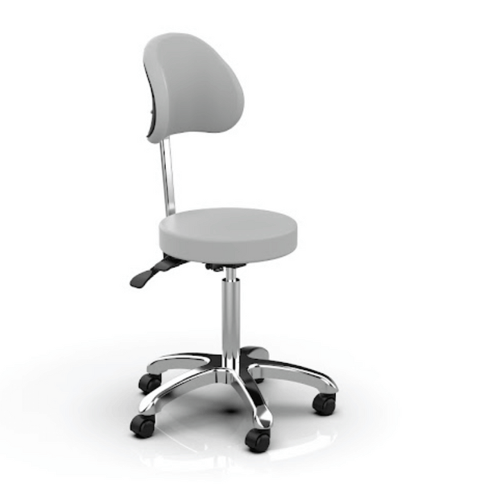 Silverfox 1025B Stool with Backrest Light Grey